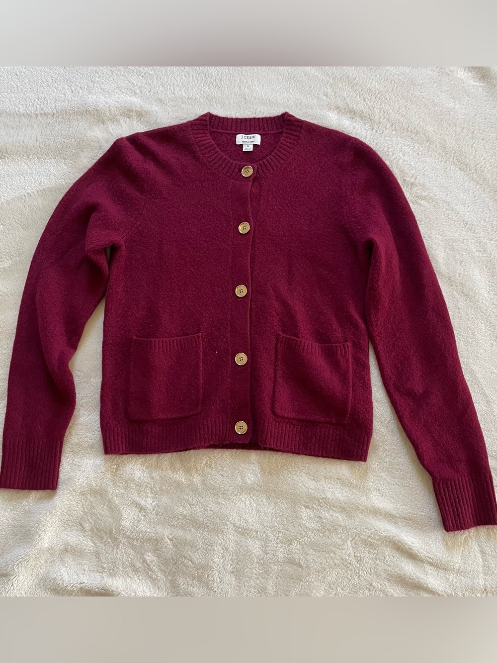 J. Crew Maroon Wool Blend Cardigan size S